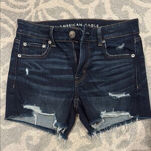 American Eagle Outfitters Blue Distressed Jean Shorts